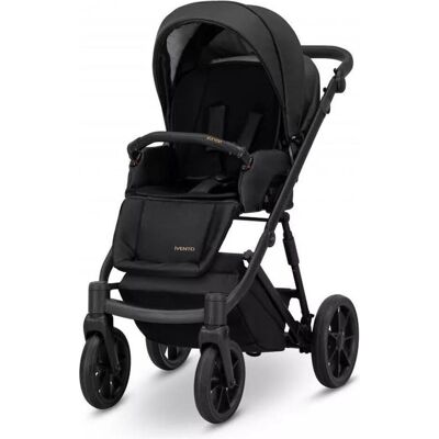 Kunert, Kinderwagen, IVENTO Glam 2in1 Öko-Leder Kinderwagen in Schwarz mit schwarzem Rahmen Kunert, Kinderwagen, IVENTO Glam 2in1 Öko-Leder Kinderwagen in Schwarz mit schwarzem Rahmen