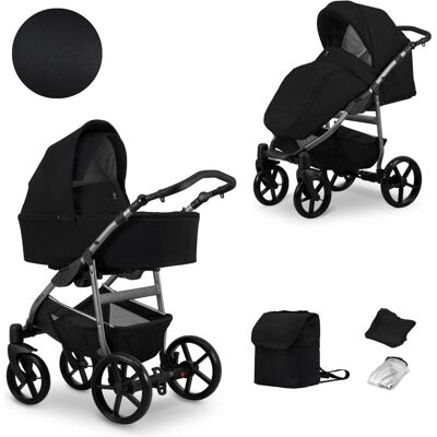 Kunert, Kinderwagen, MATA 2in1 Kinderwagen in Schwarz mit Graphit Rahmen – Sicherer und komfortabler Babywagen Kunert, Kinderwagen, MATA 2in1 Kinderwagen in Schwarz mit Graphit Rahmen – Sicherer und komfortabler Babywagen