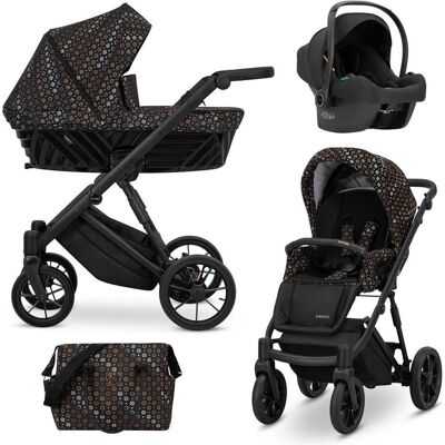 Kunert, Kinderwagen, IVENTO 3in1 Kinderwagen in Schwarz/Braun mit schwarzem Rahmen und umfangreichem Zubehör Kunert, Kinderwagen, IVENTO 3in1 Kinderwagen in Schwarz/Braun mit schwarzem Rahmen und umfangreichem Zubehör
