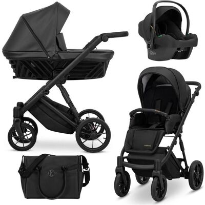 Kunert, Kinderwagen, Ivento 3in1 Kinderwagen in dunkelm Anthrazit mit schwarzem Rahmen und umfangreichem Zubehör Kunert, Kinderwagen, Ivento 3in1 Kinderwagen in dunkelm Anthrazit mit schwarzem Rahmen und umfangreichem Zubehör
