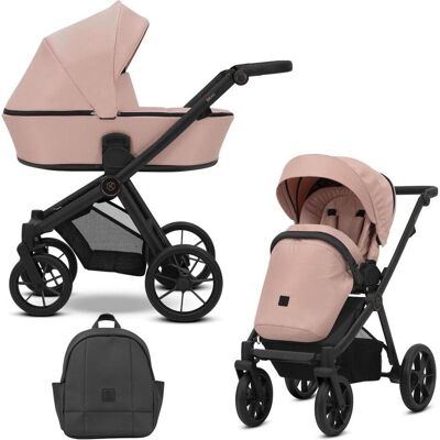 Kunert, Kinderwagen, BRAV 2in1 Kinderwagen in Rosa mit schwarzem Rahmen, Rädern und vielseitigem Zubehör Kunert, Kinderwagen, BRAV 2in1 Kinderwagen in Rosa mit schwarzem Rahmen, Rädern und vielseitigem Zubehör
