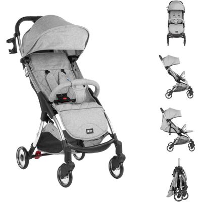 Kikkaboo Cloe Kinderwagen - Leichter Aluminiumbuggy klappbar mit Getränkehalter - Grau Kikkaboo Cloe Kinderwagen - Leichter Aluminiumbuggy klappbar mit Getränkehalter - Grau