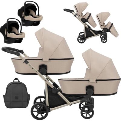 Kunert, Kinderwagen, BRAV DUO 3 in 1 Doppelkinderwagen mit 2x Cosmo, Mint/Gel Rädern und schwarzem Rahmen Kunert, Kinderwagen, BRAV DUO 3 in 1 Doppelkinderwagen mit 2x Cosmo, Mint/Gel Rädern und schwarzem Rahmen