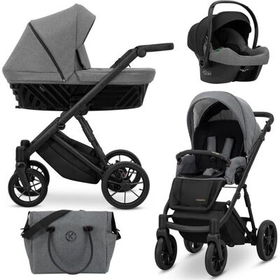 Kunert, Kinderwagen, Ivento 3in1 Kinderwagen in Anthrazit mit schwarzem Rahmen Kunert, Kinderwagen, Ivento 3in1 Kinderwagen in Anthrazit mit schwarzem Rahmen