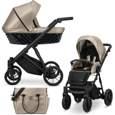 Kunert, Kinderwagen, IVENTO 2in1 Öko-Leder Kinderwagen in Braun mit schwarzem Rahmen Kunert, Kinderwagen, IVENTO 2in1 Öko-Leder Kinderwagen in Braun mit schwarzem Rahmen