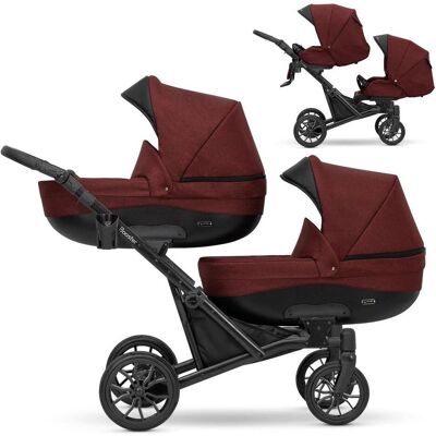 Kunert, Kinderwagen, 2in1 BOOSTER CLARET – Kinderwagen mit schwarzem Rahmen für Zwillinge Kunert, Kinderwagen, 2in1 BOOSTER CLARET – Kinderwagen mit schwarzem Rahmen für Zwillinge