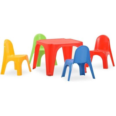 vidaXL Kinder Tisch und Stuhl Set PP - Buntes Outdoor Möbel vidaXL Kinder Tisch und Stuhl Set PP - Buntes Outdoor Möbel