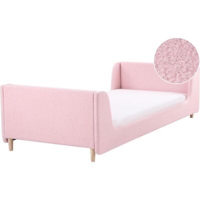 Beliani Bett mit Bouclé Rosa 90x200 - Bett Beliani Bett mit Bouclé Rosa 90x200 - Bett
