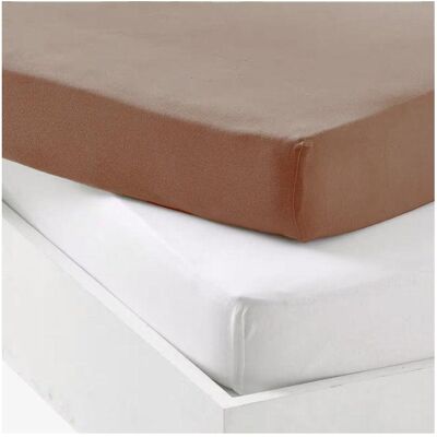 Dodo, Fixleintuch Babybett, Set mit 2 Spannbettlaken – MON PTIT – 100 % Baumwolljersey – 60 x 120 cm – Weiss und Braun (120 x 60 cm) Dodo, Fixleintuch Babybett, Set mit 2 Spannbettlaken – MON PTIT – 100 % Baumwolljersey – 60 x 120 cm – Weiss und Braun (120 x 60 cm)
