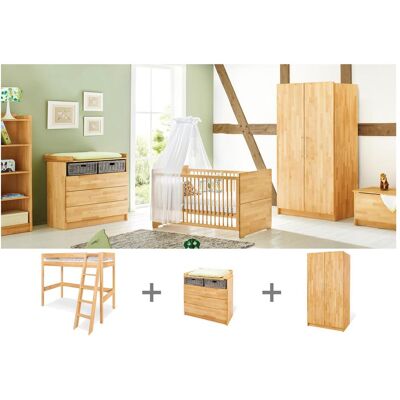 Pinolino, Komplett-Babyzimmer, Jugendzimmer „Natura” breit mit Hochbett, 3-tlg. (Kinderkleiderschrank) Pinolino, Komplett-Babyzimmer, Jugendzimmer „Natura” breit mit Hochbett, 3-tlg. (Kinderkleiderschrank)