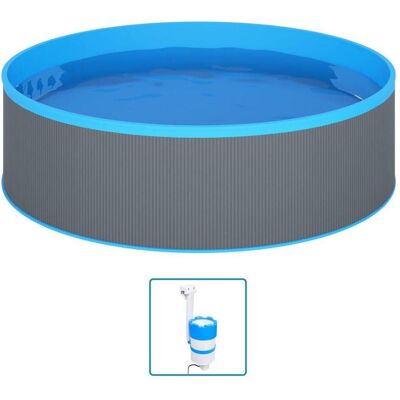 vidaXL Splasher Pool mit Skimmer & Pumpe 350x90cm Grau - Poolleiter vidaXL Splasher Pool mit Skimmer & Pumpe 350x90cm Grau - Poolleiter
