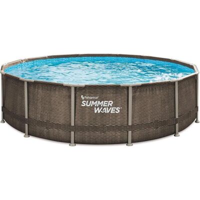 Summer Waves Dunkles Doppel-Rattan Pool 427x107cm - Rahmen & Filter Summer Waves Dunkles Doppel-Rattan Pool 427x107cm - Rahmen & Filter