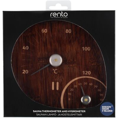 Rento, Sauna Zubehör, Sauna thermometer with humidity meter, brown Rento, Sauna Zubehör, Sauna thermometer with humidity meter, brown