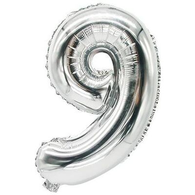 Papstar Folienballon Ziffer: 9, silber (1x) Papstar Folienballon Ziffer: 9, silber (1x)