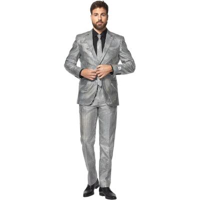 Opposuits XXL Discoballer Kostüm - Silber, Slim Fit, Silvester Opposuits XXL Discoballer Kostüm - Silber, Slim Fit, Silvester