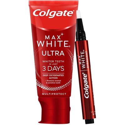 Colgate Max White Ultra Komplettset - Zahnpasta & Zubehör Colgate Max White Ultra Komplettset - Zahnpasta & Zubehör
