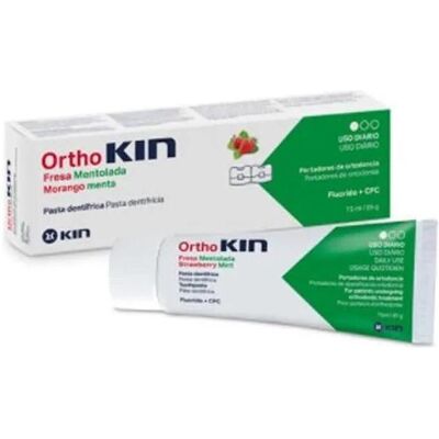 Kin Orthokin Erdbeer Minze Zahnpasta - Kariesprophylaxe - Fluorid - 75ml Kin Orthokin Erdbeer Minze Zahnpasta - Kariesprophylaxe - Fluorid - 75ml