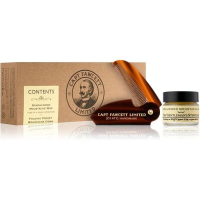 Captain Fawcett Sandelholz Schnurrbartwachs und Klappbarer Schnurrbartkamm - Bartpflege-Set Captain Fawcett Sandelholz Schnurrbartwachs und Klappbarer Schnurrbartkamm - Bartpflege-Set