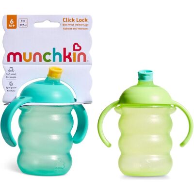 Munchkin, Babyflasche, - 2pk Click Lock™ Bite-Proof Trainer Cup +6m - Blue/Green - 240 ml (240 ml) Munchkin, Babyflasche, - 2pk Click Lock™ Bite-Proof Trainer Cup +6m - Blue/Green - 240 ml (240 ml)