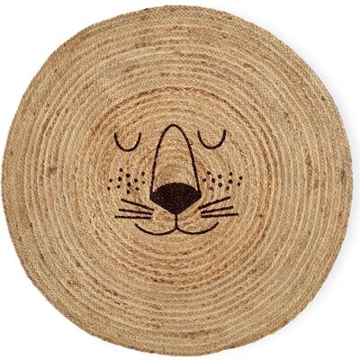Rice, Kinderteppich, - Jute Floor Mate with Lion Face - Natural (90 cm) Rice, Kinderteppich, - Jute Floor Mate with Lion Face - Natural (90 cm)