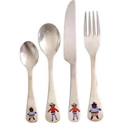 Rice, Kindergeschirr + Kinderbesteck, - Stainless Steel Kids Cutlery Set - Monkey and Bear Print Rice, Kindergeschirr + Kinderbesteck, - Stainless Steel Kids Cutlery Set - Monkey and Bear Print