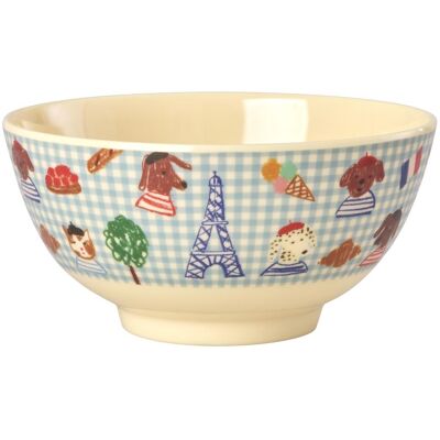 Rice, Kindergeschirr + Kinderbesteck, - Melamine Bowl with Blue Kids in Paris Print - Blue - Medium - 700 ml Rice, Kindergeschirr + Kinderbesteck, - Melamine Bowl with Blue Kids in Paris Print - Blue - Medium - 700 ml