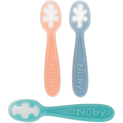 Nuby - 3-Stage Spoons Set - Pastels - Easy Grip - Baby Dishes Nuby - 3-Stage Spoons Set - Pastels - Easy Grip - Baby Dishes