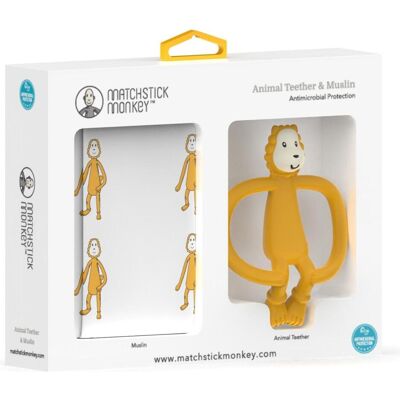 Matchstick Monkey, Beissring, Geschenkset Tier-Beissring & Musselin-Tuch (0 Monate) Matchstick Monkey, Beissring, Geschenkset Tier-Beissring & Musselin-Tuch (0 Monate)