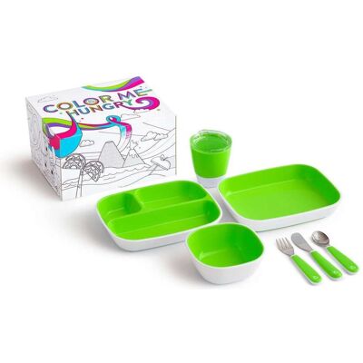 Munchkin, Kindergeschirr + Kinderbesteck, Color Me Hungry Dining Set Munchkin, Kindergeschirr + Kinderbesteck, Color Me Hungry Dining Set