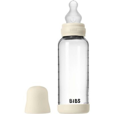 BIBS Baby Glasflasche Silikon Medium Flow Elfenbein - Babyflasche BIBS Baby Glasflasche Silikon Medium Flow Elfenbein - Babyflasche