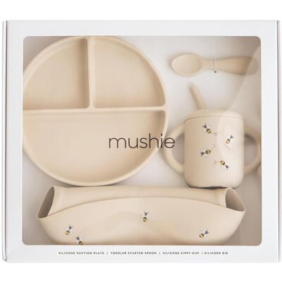 Mushie, Kindergeschirr + Kinderbesteck, Set Mushie, Kindergeschirr + Kinderbesteck, Set