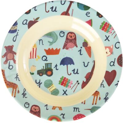 Rice, Kindergeschirr + Kinderbesteck, - Melamine Kids Bowl with Blue ABC Print - Blue - 250 ml Rice, Kindergeschirr + Kinderbesteck, - Melamine Kids Bowl with Blue ABC Print - Blue - 250 ml