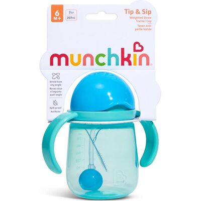 Munchkin, Kindergeschirr + Kinderbesteck, - Tip & Sip Straw Trainer Cup - Blue - 207 ml Munchkin, Kindergeschirr + Kinderbesteck, - Tip & Sip Straw Trainer Cup - Blue - 207 ml
