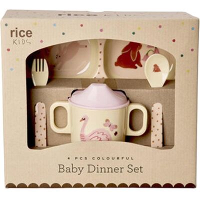 Rice, Kindergeschirr + Kinderbesteck, - Melamine Baby Dinner Set - Fairytale Print - 4 pcs Rice, Kindergeschirr + Kinderbesteck, - Melamine Baby Dinner Set - Fairytale Print - 4 pcs
