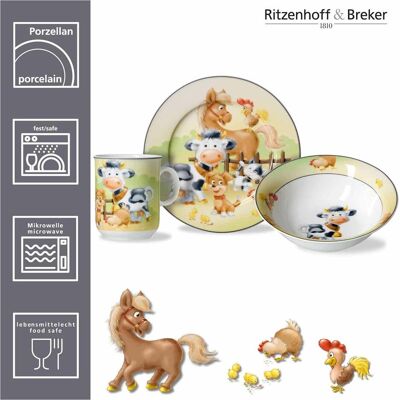 Ritzenhoff & Breker, Kindergeschirr + Kinderbesteck, Hoftiere Kindergeschirr mit Platzset Ritzenhoff & Breker, Kindergeschirr + Kinderbesteck, Hoftiere Kindergeschirr mit Platzset