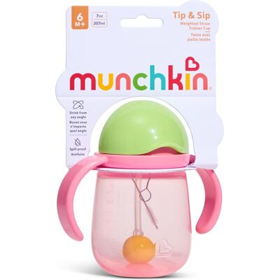 Munchkin, Kindergeschirr + Kinderbesteck, - Tip & Sip Straw Trainer Cup - Pink - 207 ml Munchkin, Kindergeschirr + Kinderbesteck, - Tip & Sip Straw Trainer Cup - Pink - 207 ml