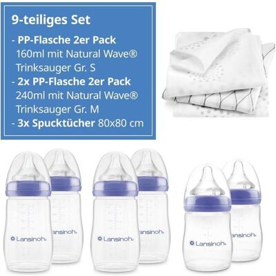 Lansinoh, Babyflasche, Babyflaschen 9-tlg. PP-Flaschen-Set mit NaturalWave Trinksauger Lansinoh, Babyflasche, Babyflaschen 9-tlg. PP-Flaschen-Set mit NaturalWave Trinksauger