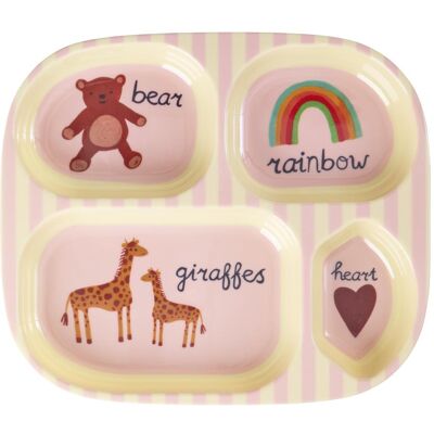 Rice, Kindergeschirr + Kinderbesteck, - Melamine Kids 4 Room Plate - Pink ABC Print - Pink Rice, Kindergeschirr + Kinderbesteck, - Melamine Kids 4 Room Plate - Pink ABC Print - Pink