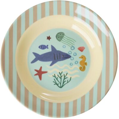 Rice, Kindergeschirr + Kinderbesteck, - Melamine Kids Bowl with Blue Ocean Print - Blue - 250 ml Rice, Kindergeschirr + Kinderbesteck, - Melamine Kids Bowl with Blue Ocean Print - Blue - 250 ml