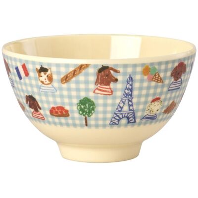 Rice, Kindergeschirr + Kinderbesteck, - Melamine Bowl with Blue Kids in Paris Print - Soft Blue - 300 ml Rice, Kindergeschirr + Kinderbesteck, - Melamine Bowl with Blue Kids in Paris Print - Soft Blue - 300 ml