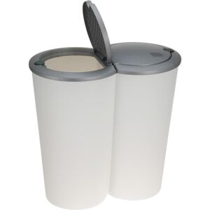 Mojawo Duo Abfalleimer Mülleimer Mülltonne Mülltrenner Deckel 2x 25 Liter, Abfalleimer, Weiss, Silber Mojawo Duo Abfalleimer Mülleimer Mülltonne Mülltrenner Deckel 2x 25 Liter, Abfalleimer, Weiss, Silber