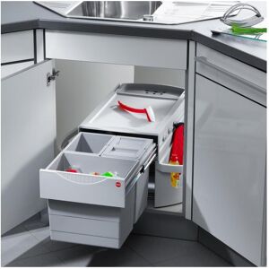 Hailo Abfallsammler Rondo 3646131 Eckabfallsammler 3fach für 90x90 Eckunterschrank 2x 8.5 + 18 Liter, Abfalleimer, Grau Hailo Abfallsammler Rondo 3646131 Eckabfallsammler 3fach für 90x90 Eckunterschrank 2x 8.5 + 18 Liter, Abfalleimer, Grau