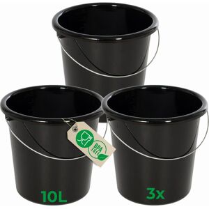 Novaliv 3 Stück Eimer 10L Schwarz mit Masseinteilung - Putzeimer 10 Liter? 28,5 cm Praktischer Allro, Reinigungsutensil, Schwarz Novaliv 3 Stück Eimer 10L Schwarz mit Masseinteilung - Putzeimer 10 Liter? 28,5 cm Praktischer Allro, Reinigungsutensil, Schwarz