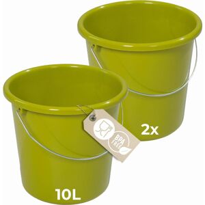 Novaliv 2 Stück Eimer 10L Grün mit Masseinteilung - Putzeimer 10 Liter? 28,5 cm Praktischer Allround, Reinigungsutensil, Grün Novaliv 2 Stück Eimer 10L Grün mit Masseinteilung - Putzeimer 10 Liter? 28,5 cm Praktischer Allround, Reinigungsutensil, Grün