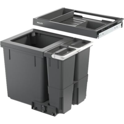 Müllex Kehrichtsystem X55 Premium, Abfalleimer, Grau, Weiss Müllex Kehrichtsystem X55 Premium, Abfalleimer, Grau, Weiss