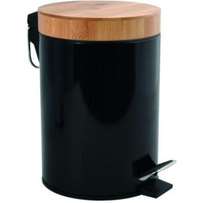 MSV Poubelle Aza 3l Noir Avec Couvercle En Bamboo, Abfalleimer, Schwarz MSV Poubelle Aza 3l Noir Avec Couvercle En Bamboo, Abfalleimer, Schwarz