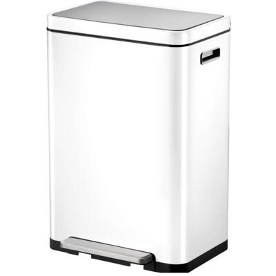 EKO Treteimer X-Cube Tretmülleimer rechteckig weiss 45 L mit extra breitem Pedal, gedämpftem Deckel, Abfalleimer, Weiss EKO Treteimer X-Cube Tretmülleimer rechteckig weiss 45 L mit extra breitem Pedal, gedämpftem Deckel, Abfalleimer, Weiss