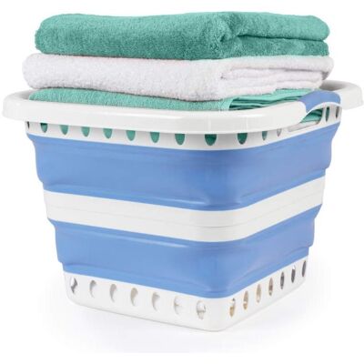 Beldray, Wäschekorb, LA00000152EU7 40l Collapsible Laundry Basket, White/Blue (40 l) Beldray, Wäschekorb, LA00000152EU7 40l Collapsible Laundry Basket, White/Blue (40 l)