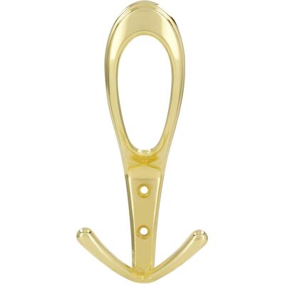 Siro, Kleiderhaken + Wandgarderobe, Huthaken Deneb Breite 76 mm, Höhe 160 mm, ZN vermessingt poliert Siro, Kleiderhaken + Wandgarderobe, Huthaken Deneb Breite 76 mm, Höhe 160 mm, ZN vermessingt poliert