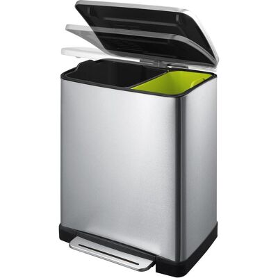 EKO Treteimer E-Cube 10+9 Liter edelstahl, Abfalleimer, Silber EKO Treteimer E-Cube 10+9 Liter edelstahl, Abfalleimer, Silber